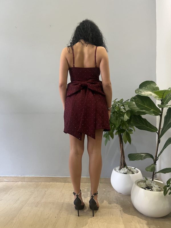 Strass bordeux mini dress - Image 3