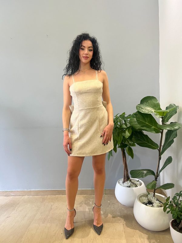 Strass beige mini dress