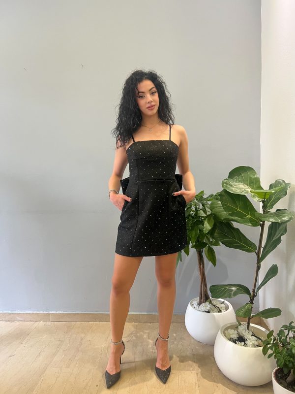 Strass black mini dress