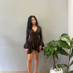 Ruffle brown dress