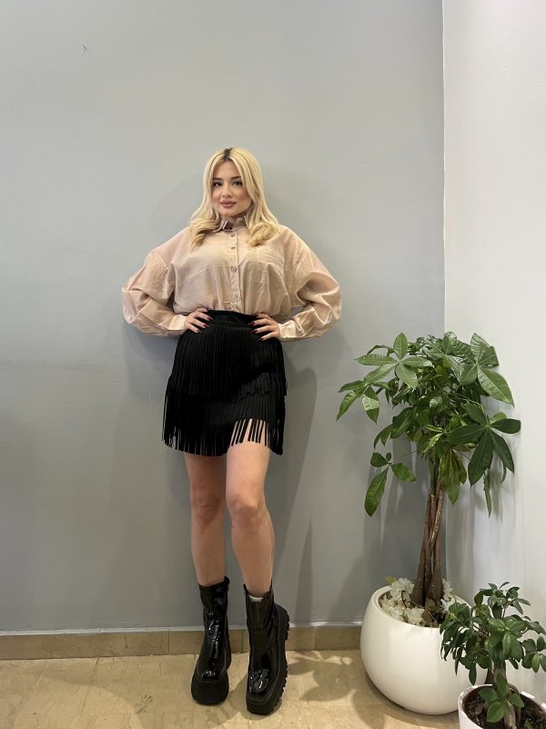 Fringe black skirt