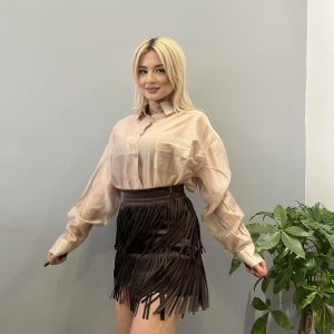 Fringe brown skirt