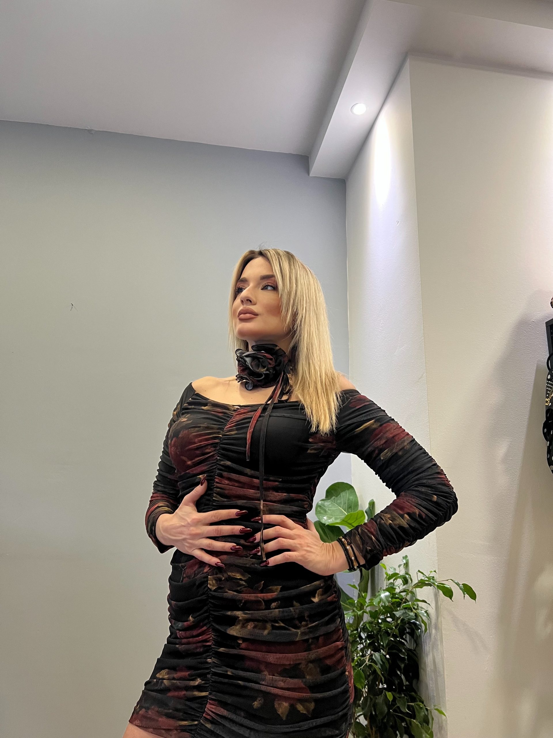 Lumina black flower dress