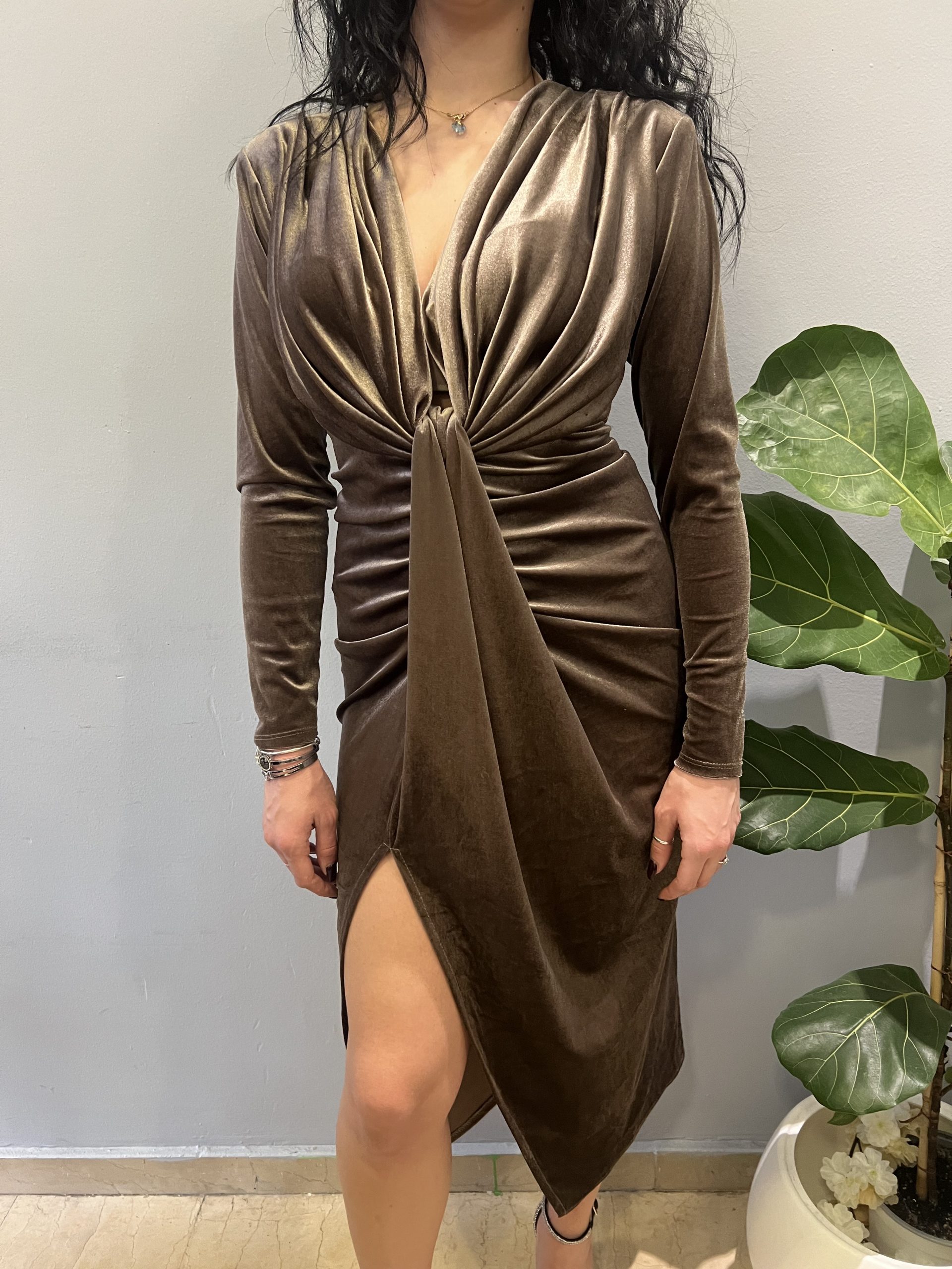 Beige velvet dress - Image 3