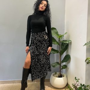 Black sequin midi skirt