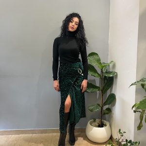 Green sequin midi skirt