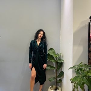 Green velvet dress