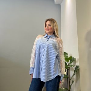 Baby blue dantela shirt