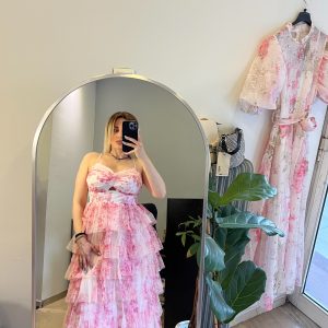 Floral pink maxi dress