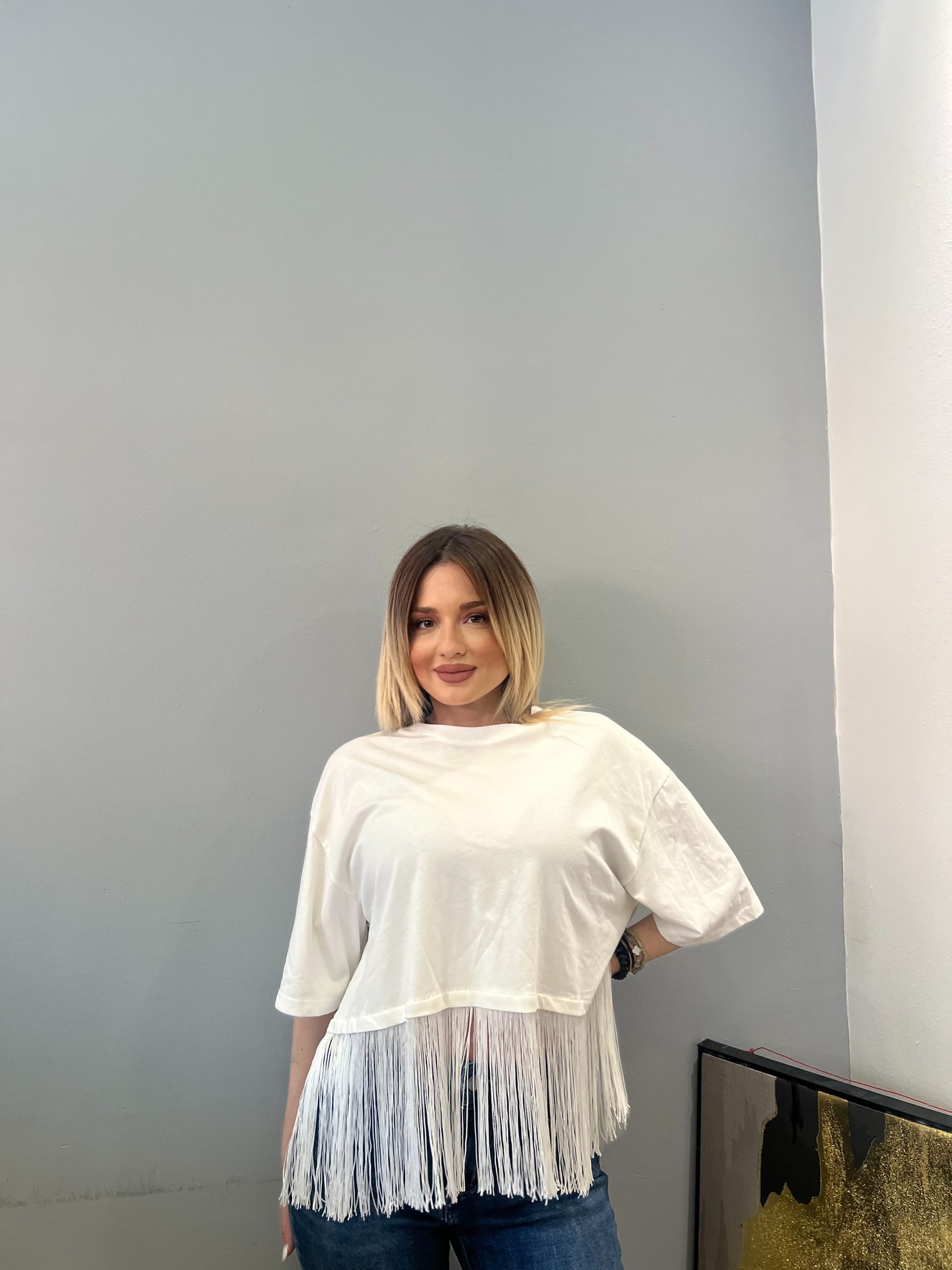 T-shirt lumina with fringe